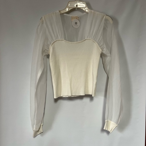 Tops - Every Day Chic White&Cream Sheer Talk the Talk  Long Sleeve Top Sz M/L NWT